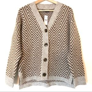Ann Taylor Tan and Grey Herringbone Cardigan - Fits S-M